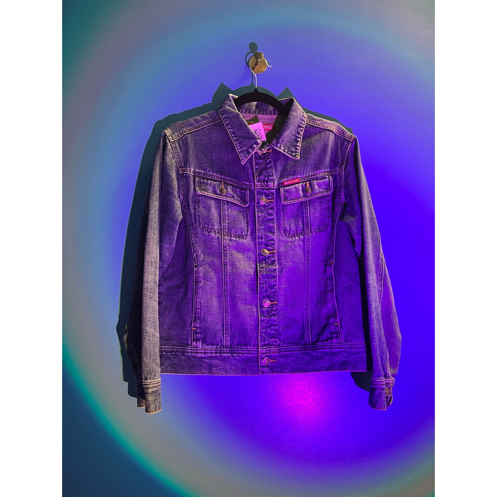 I.P. Zone Outfitters Button Up Blue Denim Jacket Front Pockets Size Medium