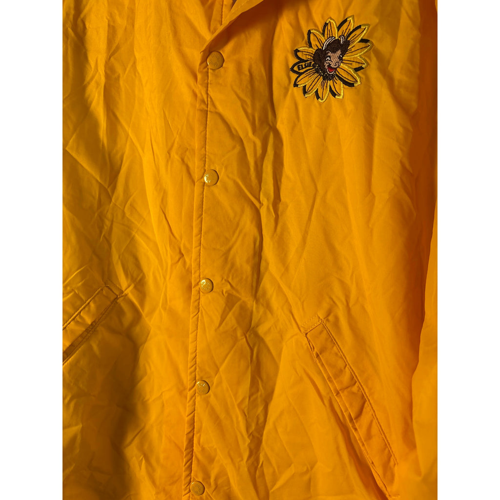 Vintage Birdie Yellow Elise Cow Embroidered Button Snap Nylon Bomber Jacket Women's Size Large