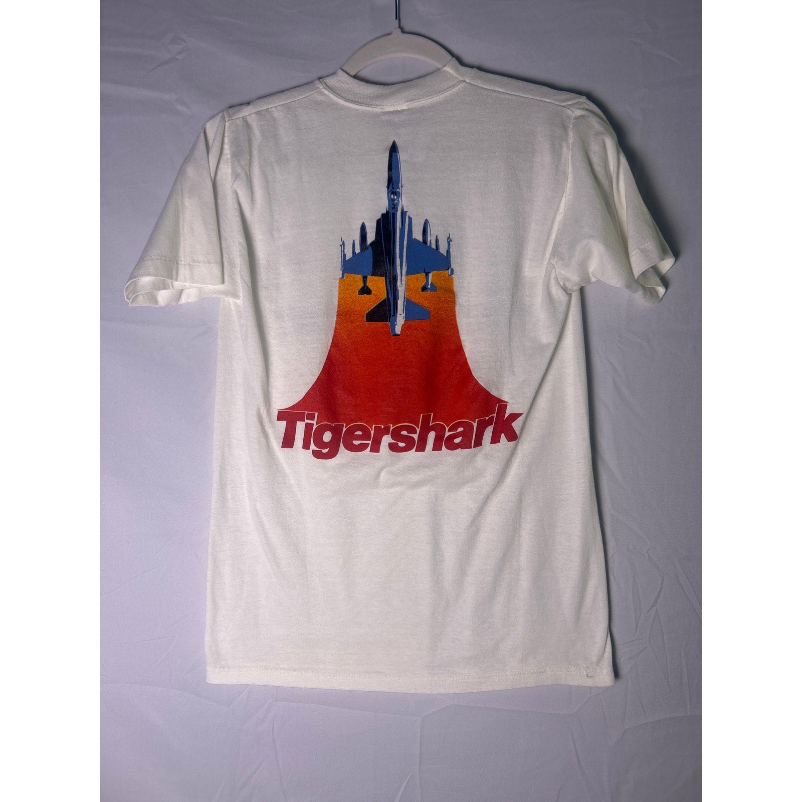 Vintage 80s Chuck Yeager F-20 Tigershark Fighter Jet Tee Shirt Men's Size Medium