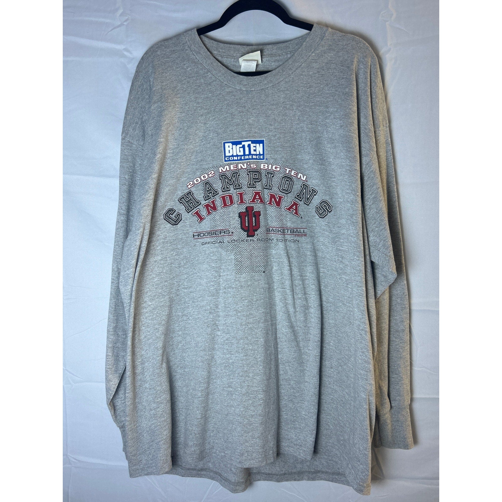 Lee Sport 2002 Men's Big Ten Champions INDIANA Hoosiers Gray Sweatshirt Mens 2XL