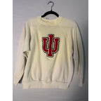 Vintage 80s IU Indiana University Hoosier Embroidered Ivory Crewneck Sweatshirt Women's Medium