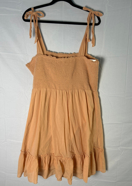 Aerie All Day Cotton Peach Tie Shoulder Smock Babydoll Dress Women’s Size XXL