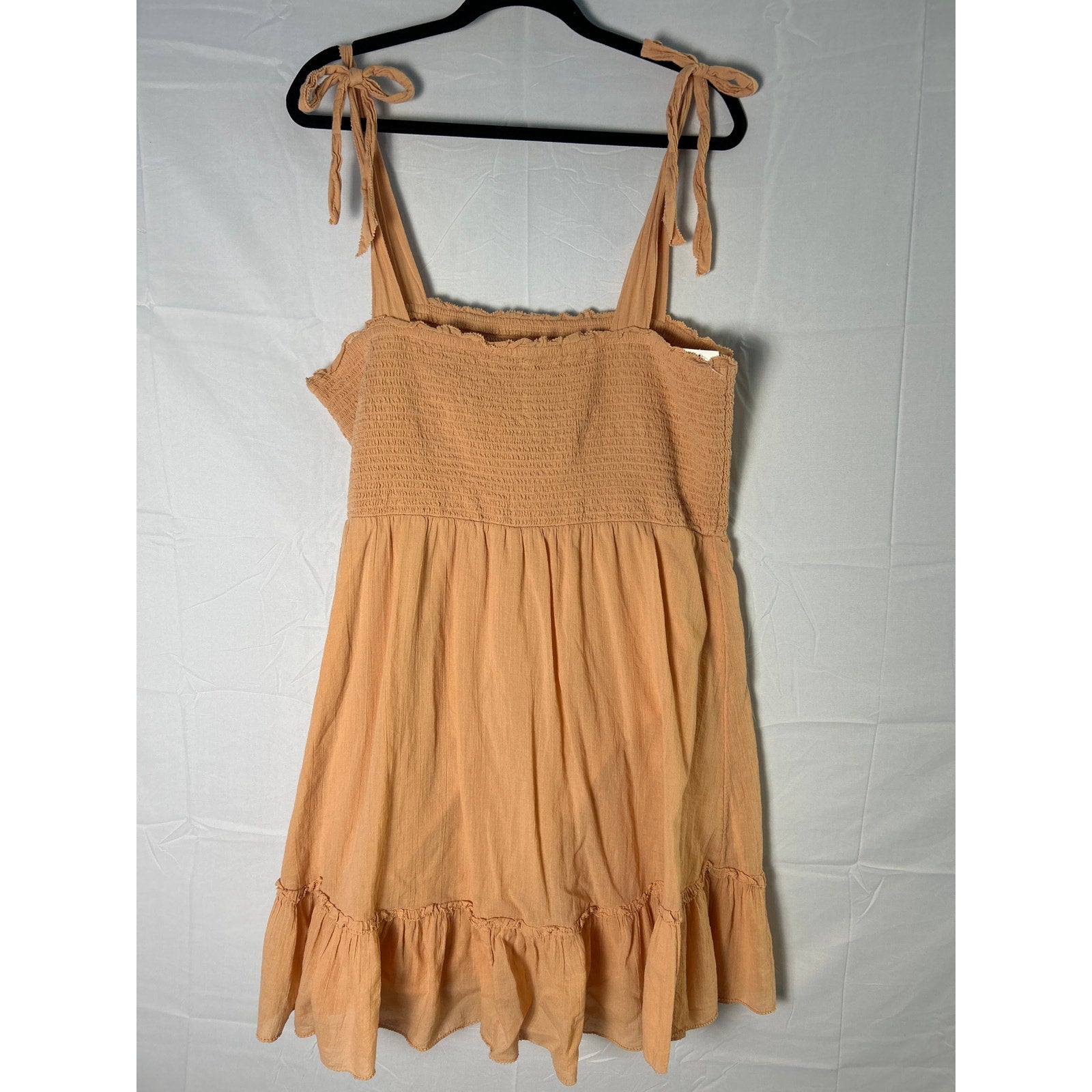 Aerie All Day Cotton Peach Tie Shoulder Smock Babydoll Dress Women’s Size XXL