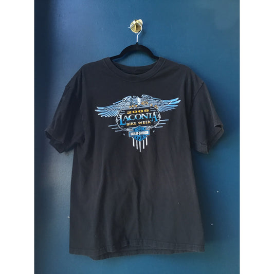 Harley Davidson 2005 Laconia Bike Week Meredith New Hampshire Black Shirt Large