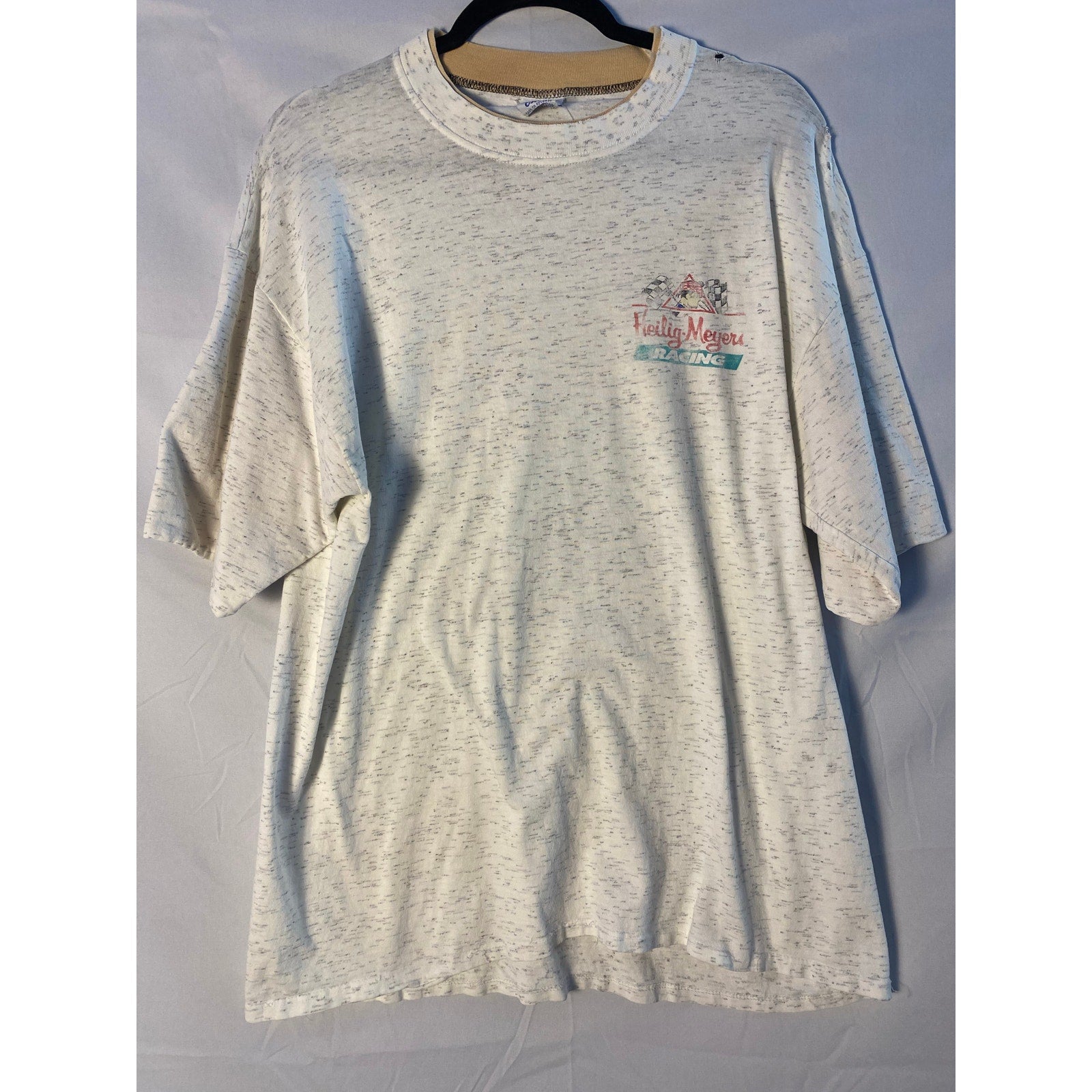 Bobby Hillin Heilig-Meyers Racing White Graphic T-shirt Men's Size Large