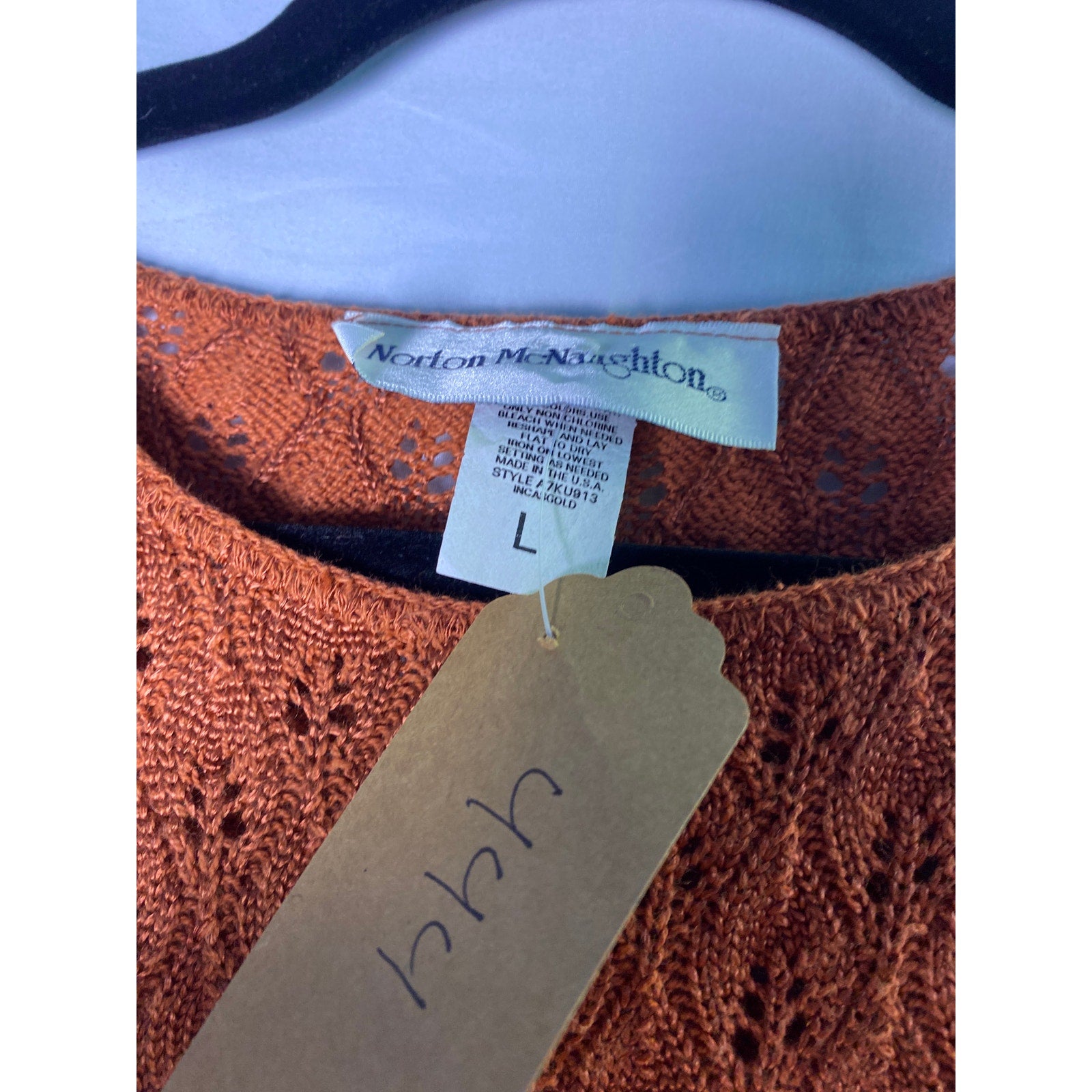 Vintage Norton McNaughton Orange Knit Sweater Women's Size Large