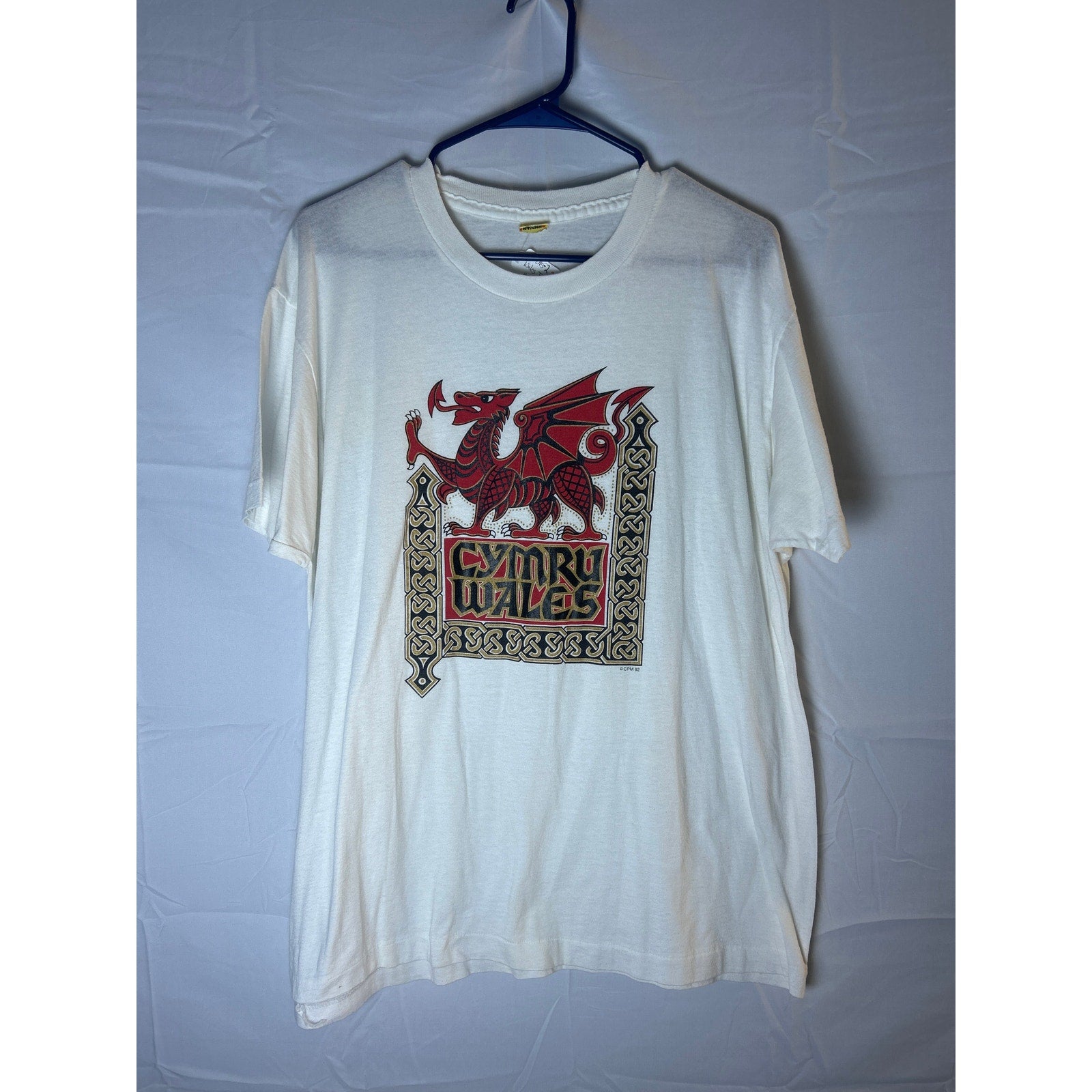 Screen Stars Cymru Wales Red Dragon Graphic print White T-Shirt Men's Size XXL