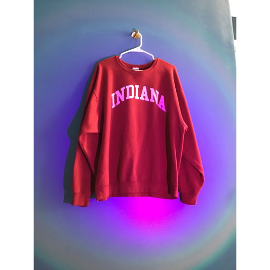 Y2K Jerzees INDIANA IU Print Crew Neck Red Pullover Sweatshirt Women's Size XL
