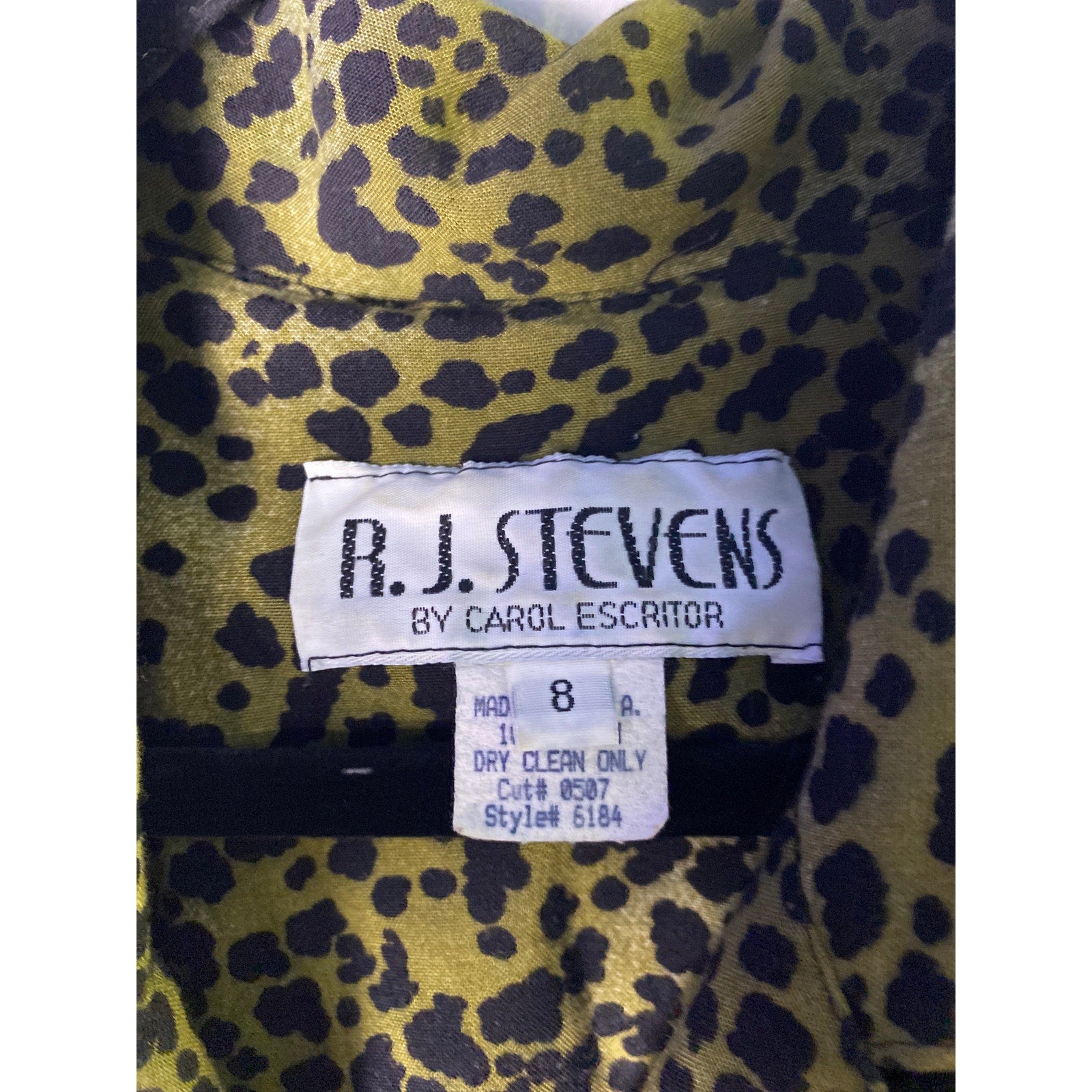 Vintage 80s-90's Women's RJ Stevens Cheetah Print Romper Green Black Women's 8