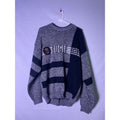 Vintage Bugle Boy Striped Heathered Wool Blend Houndstooth Sweater Men's Medium