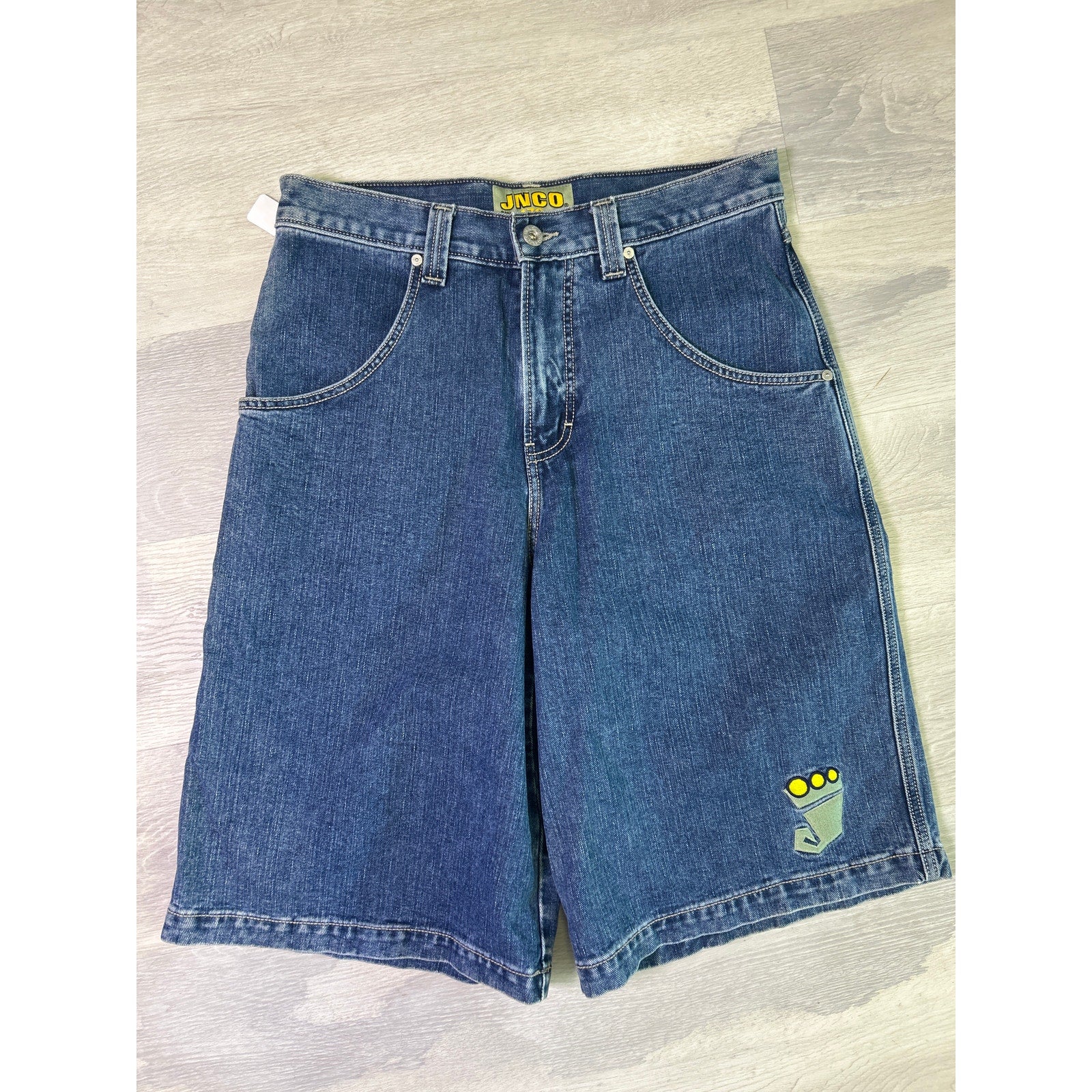 Vintage JNCO Baggy Dark Wash Jorts Jean Shorts Blue Denim Pockets Men's Size 34