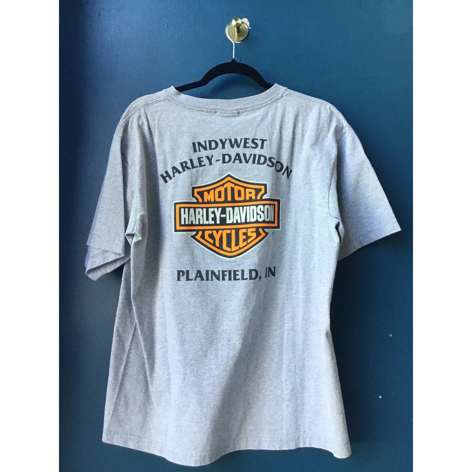 Harley Davidson INDYWEST PLAINFIELD, IN 100 Year Tradition Gray Shirt Large