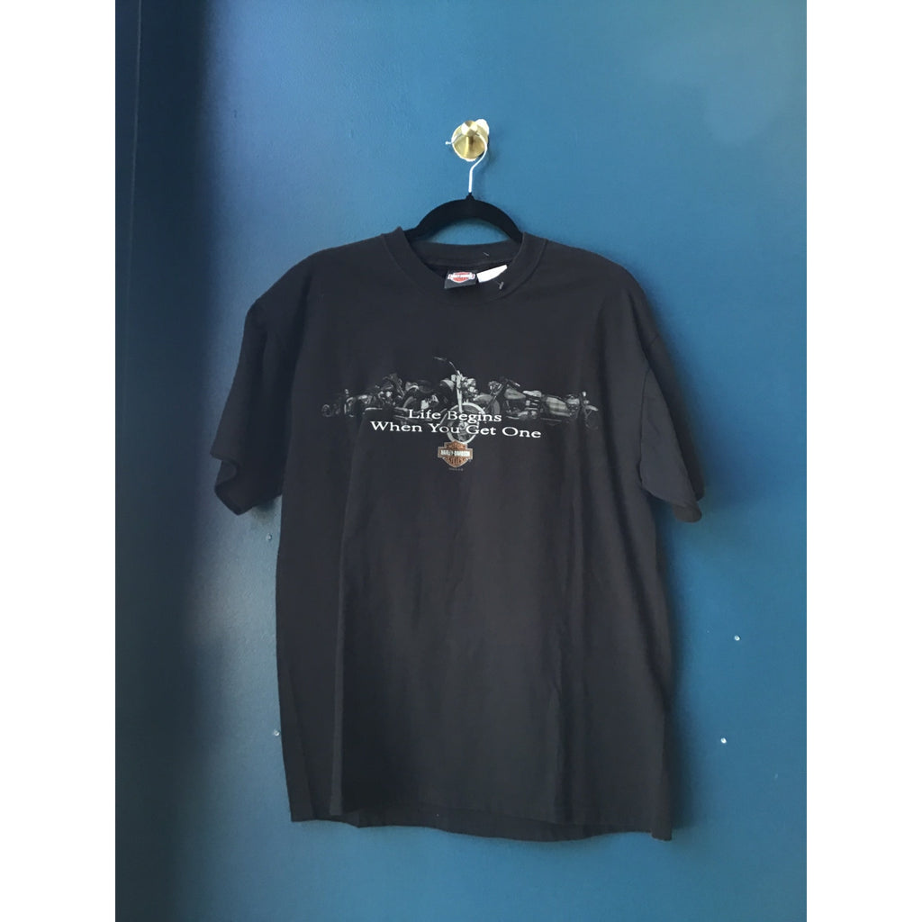 Harley Davidson Indywest Plainfield, IN Black Crewneck Shirt Men's Size Large