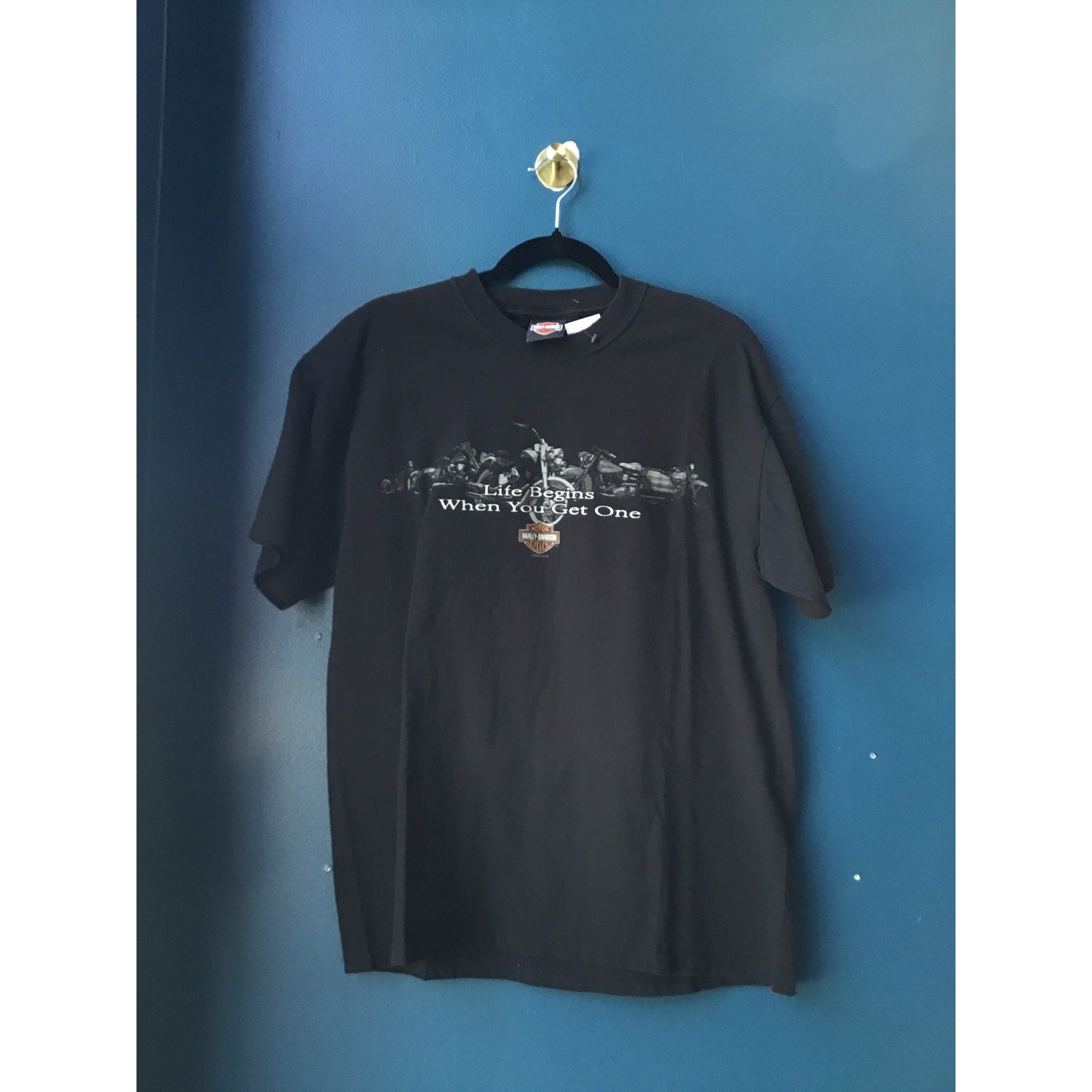 Harley Davidson Indywest Plainfield, IN Black Crewneck Shirt Men's Size Large