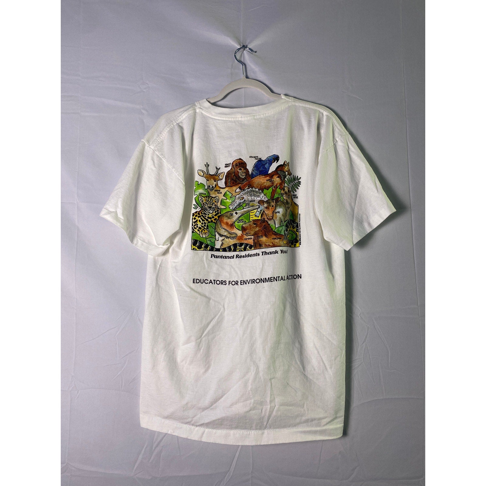 Earth Foundation Adopt an Acre 90s Pantanal Residents Print White Shirt Large
