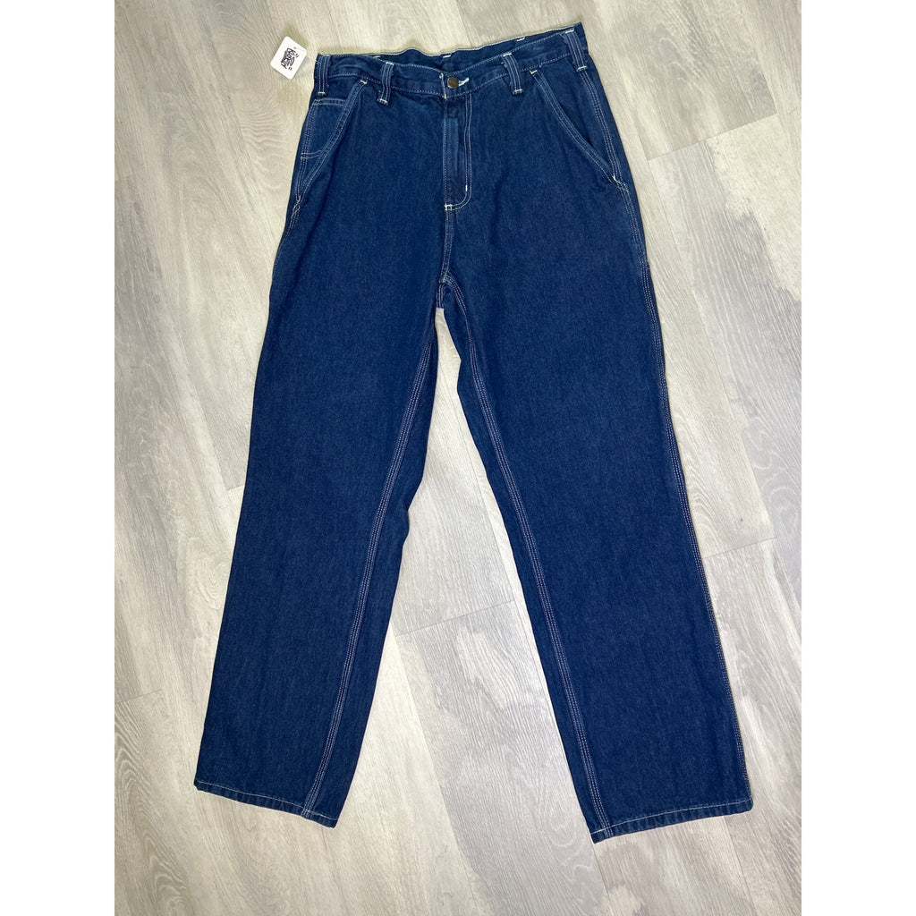 Carhartt Dungaree Fit Carpenter Straight Workwear Cotton Blue Denim Men's 32/32