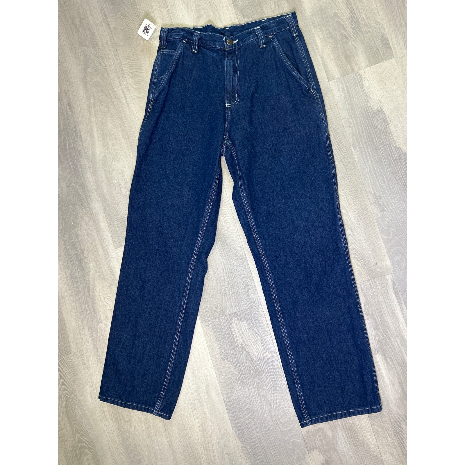 Carhartt Dungaree Fit Carpenter Straight Workwear Cotton Blue Denim Men's 32/32