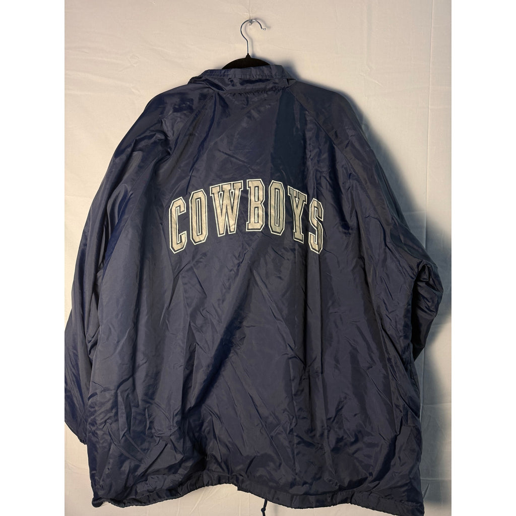 Vintage Logo 7 Cowboys Satin Button Snap Full Zip Navy Windbreaker Jacket XL