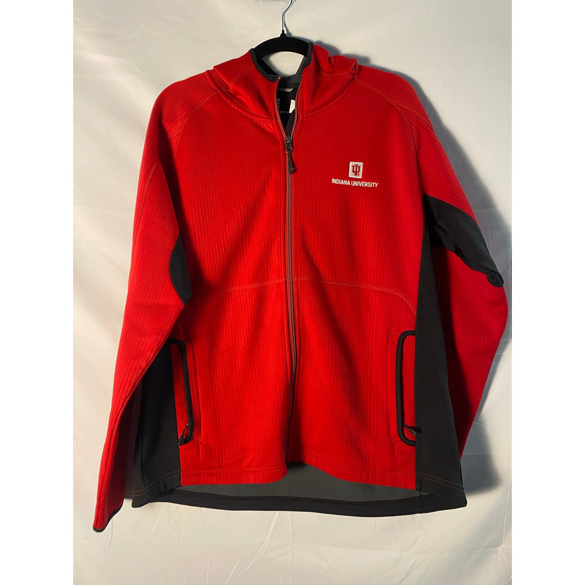IU Indiana University Two-Toned Red+Black Zip-Up Hoodie