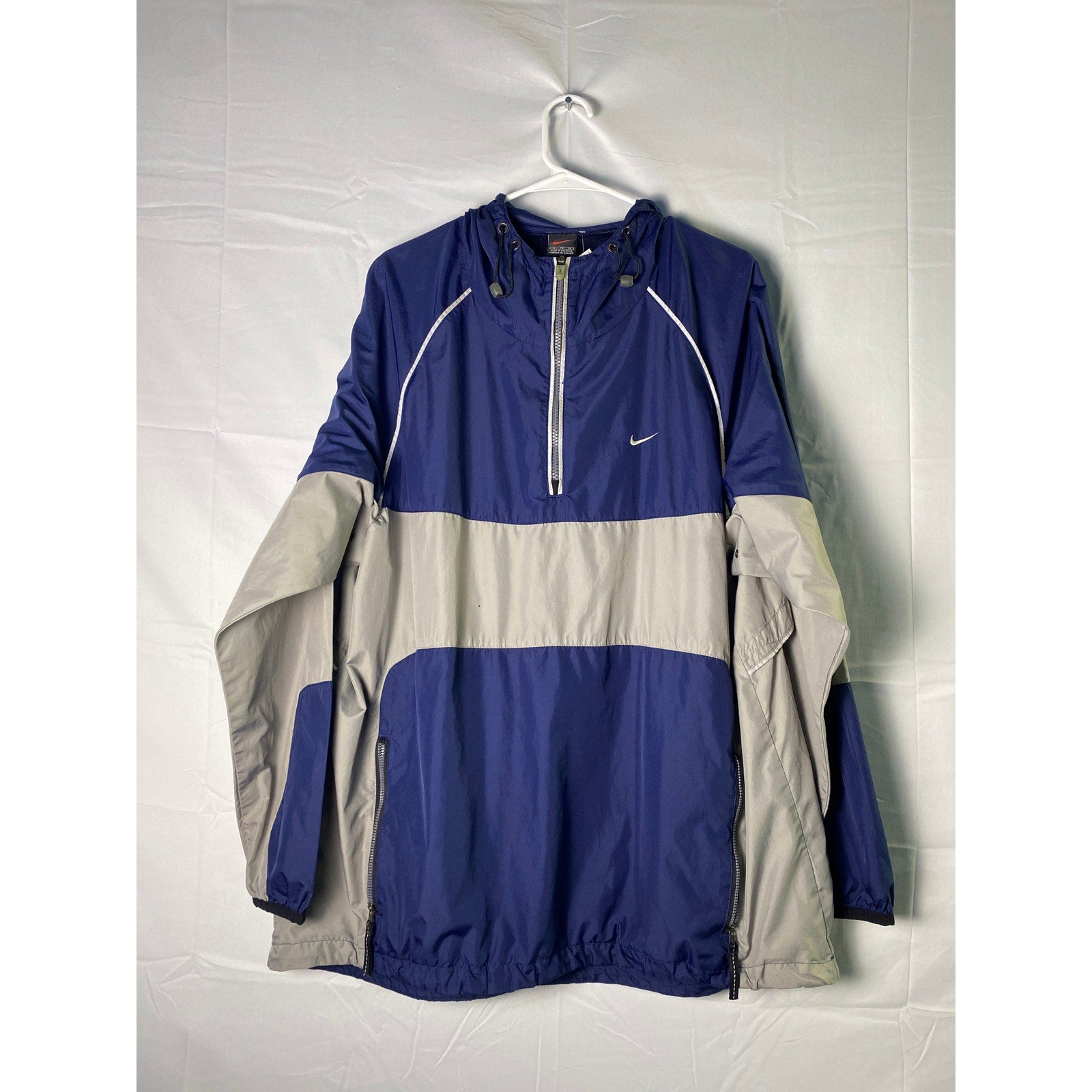 Vintage 90s Nike Blue Gray Quarter Zip Up Pullover Windbreaker Men's Size XL