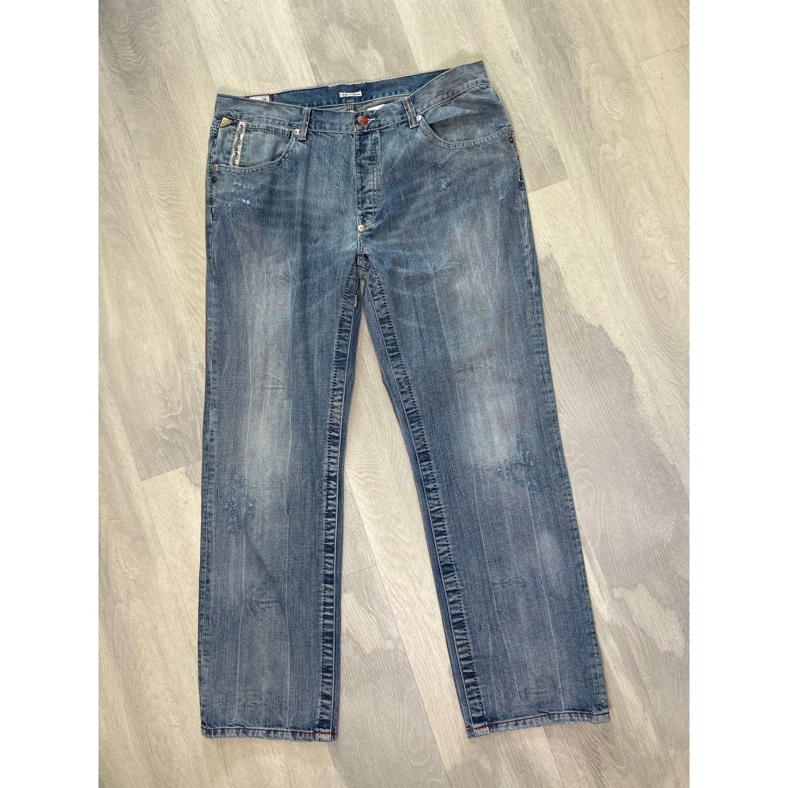 Parish Light Blue Denim Straight Leg Medium Wash 5-Pockets Jeans Mens Size 40/34