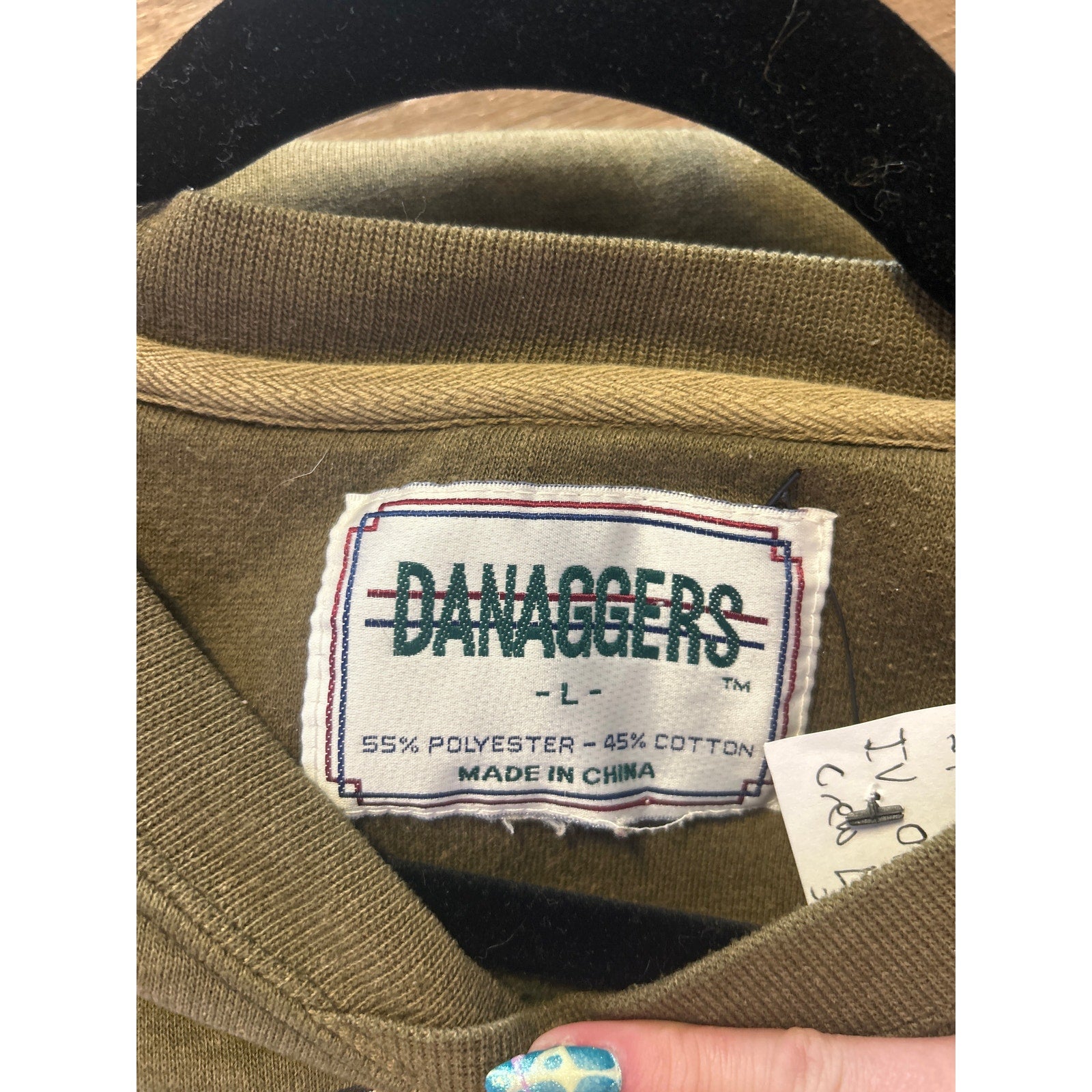 90s DANAGGERS Olive Green Crew Neck Indiana University Pullover Sweatshirt Large
