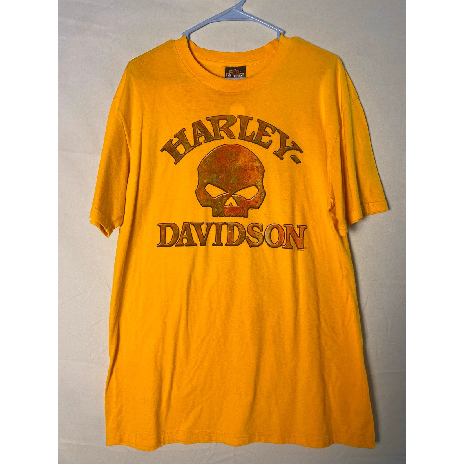 2014 Harley-Davidson Barnett El Paso Texas Graphic Print Yellow Shirt Mens Large