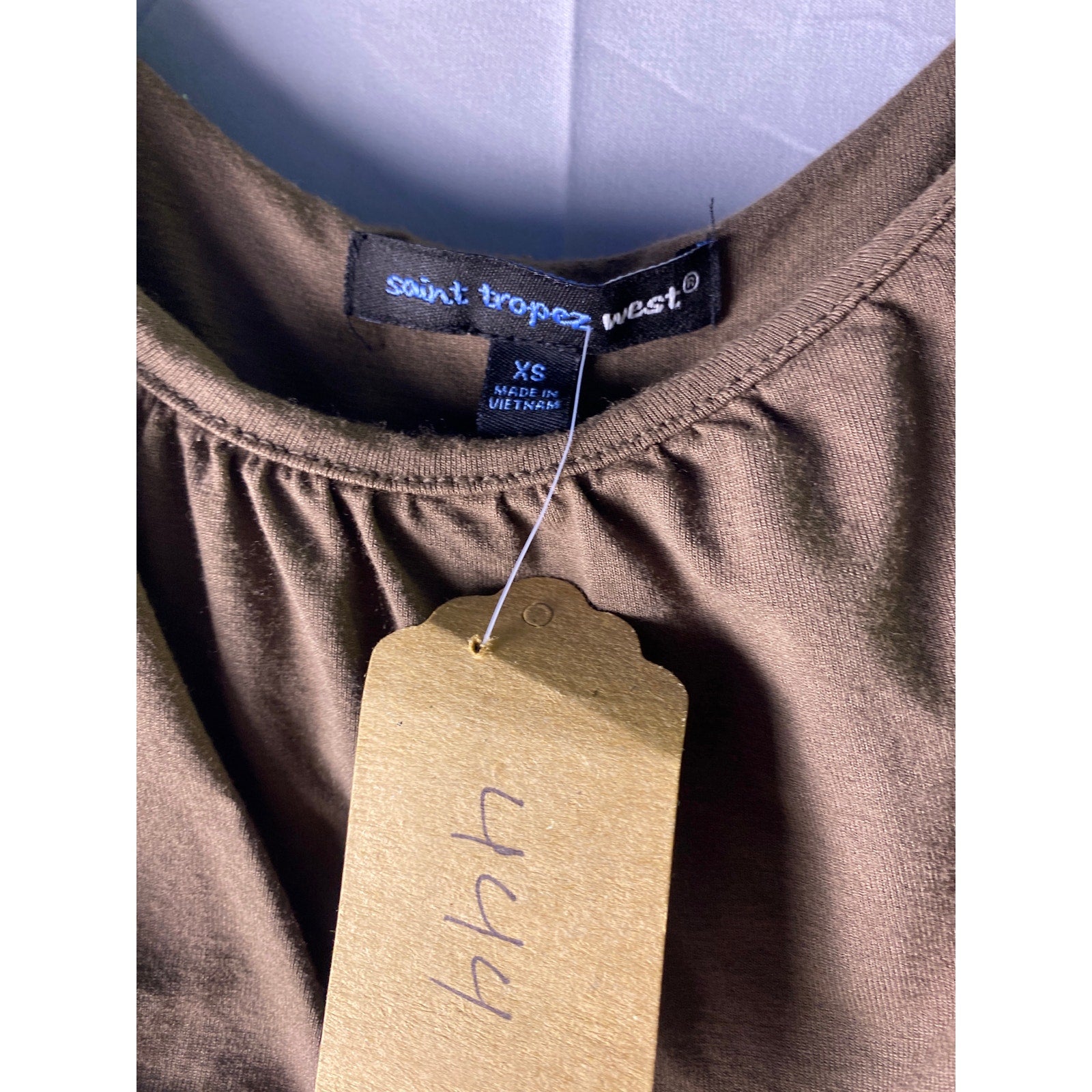 Saint Tropez West Brown Pleated Mini Dress Cap Sleeve Women's Size XS