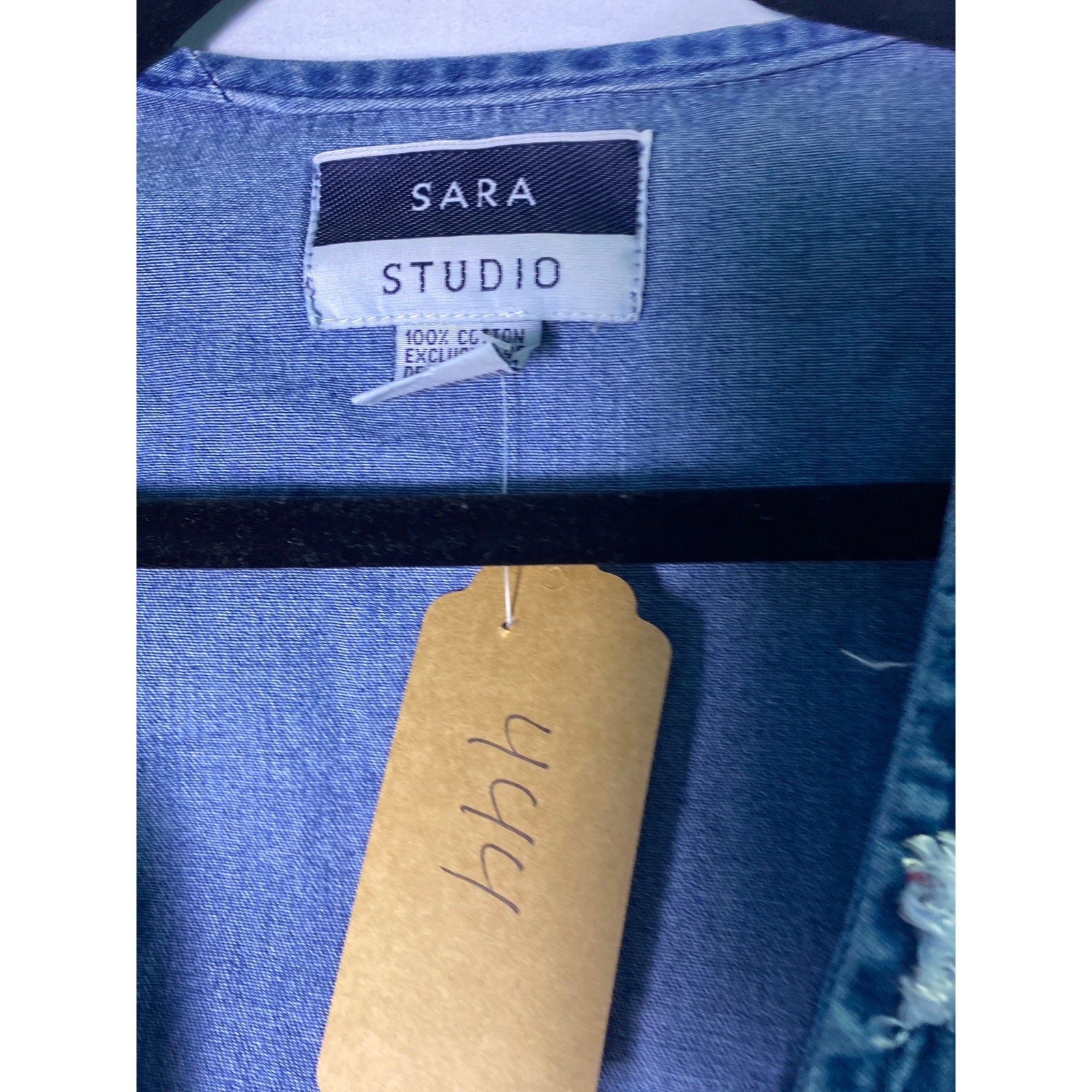 Vintage Sara Studio 100% Cotton Denim Circle Design Vest Jacket Women's Large