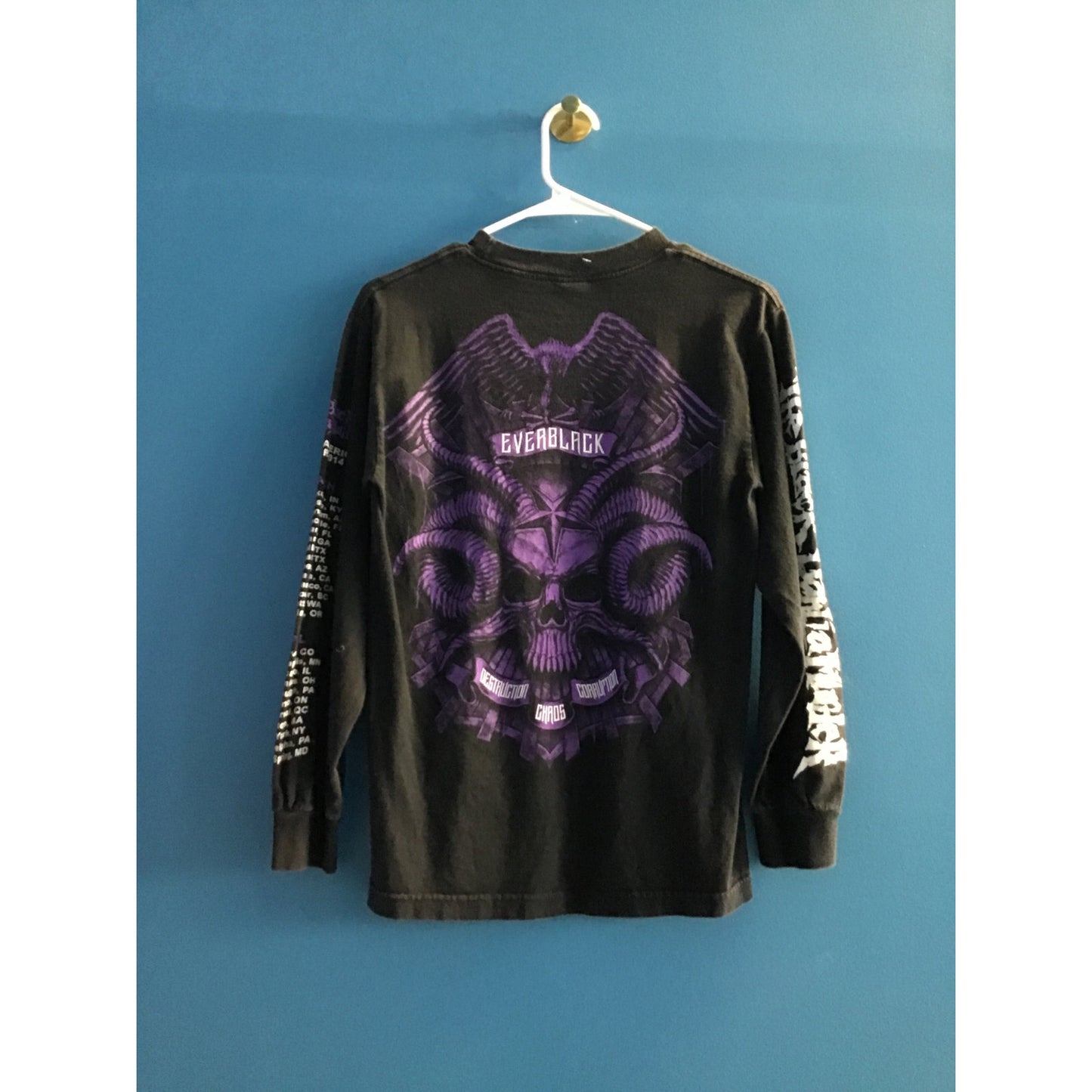 Everblack Destruction Chaos Corruption Graphic Print Long Sleeve Shirt Small