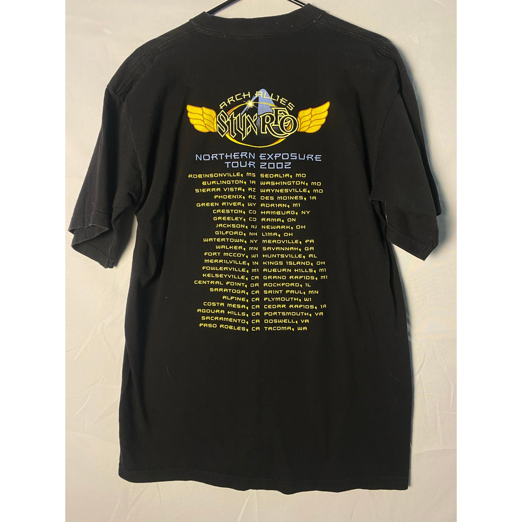 Vintage All Sport Styx REO Speedwagon Concert Tour 2002 Black Shirt Men's Large