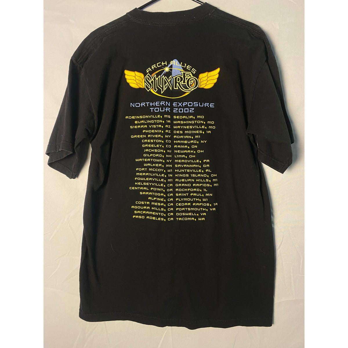 Vintage All Sport Styx REO Speedwagon Concert Tour 2002 Black Shirt Men's Large