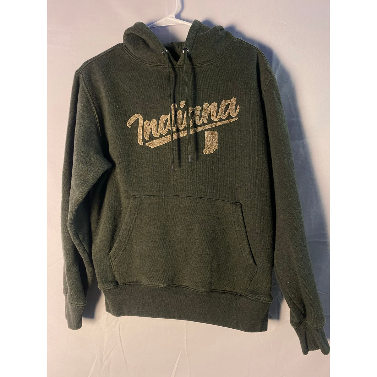 State of Mine Green Indiana Fuzzy Logo Pullover Hoodie Sweatshirt Men's Medium