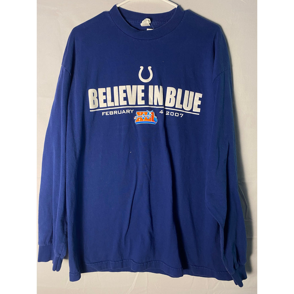 Colts Believe in Blue SuperBowl XLI Blue February 4, 2007 Long Sleeve Shirt XL