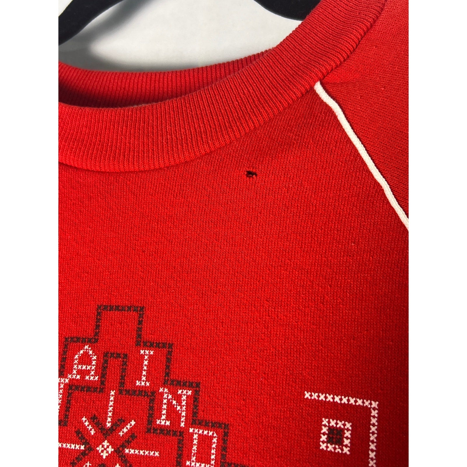Vintage 90s BASSETT-WALKER IU Indiana University Crochet Crewneck Red Sweatshirt