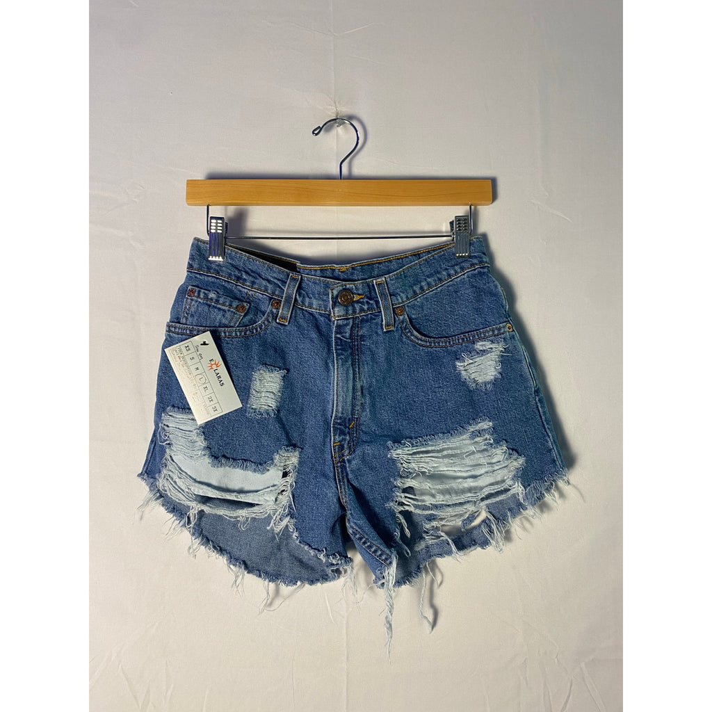 Vintage 90s Levi’s Black Tab Blue Denim Cut Off Distressed Shorts Women's Large