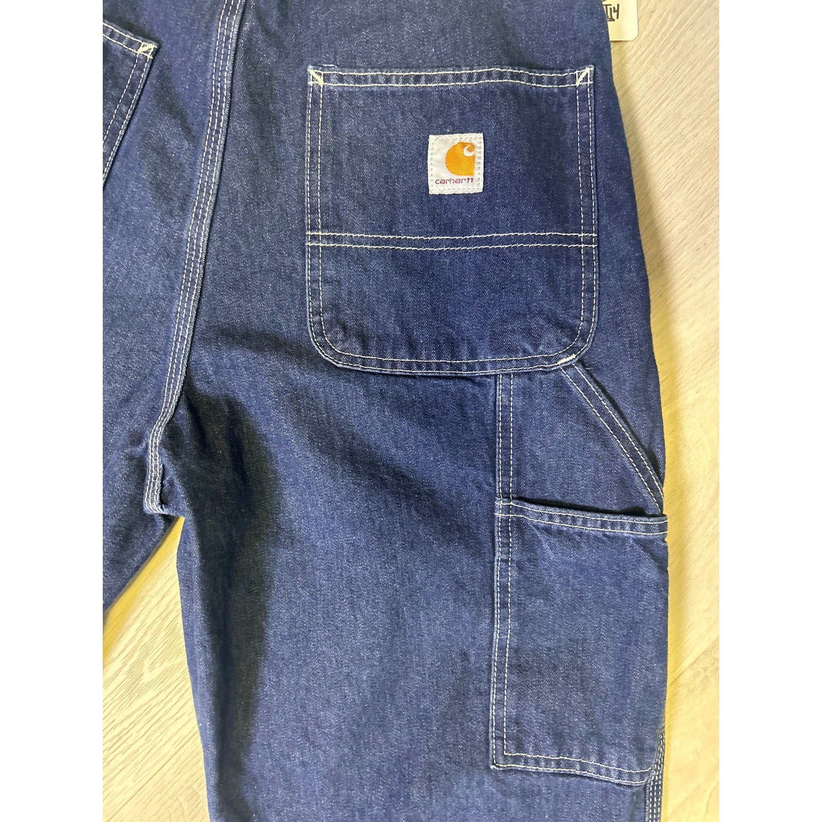 Carhartt Dungaree Fit Carpenter Straight Workwear Cotton Blue Denim Men's 32/32