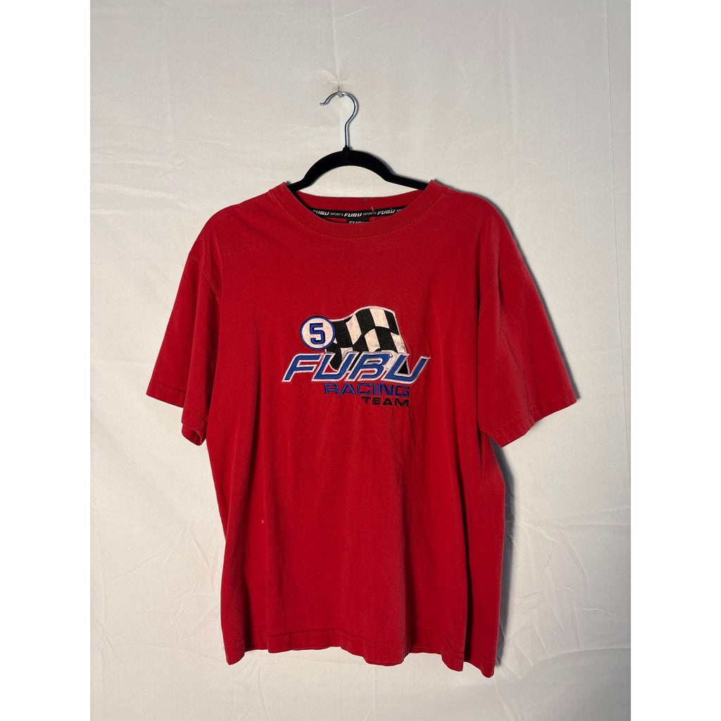 Vintage Red Fubu Racing Team Tee #5 Embroidered Shirt Men's Size Large
