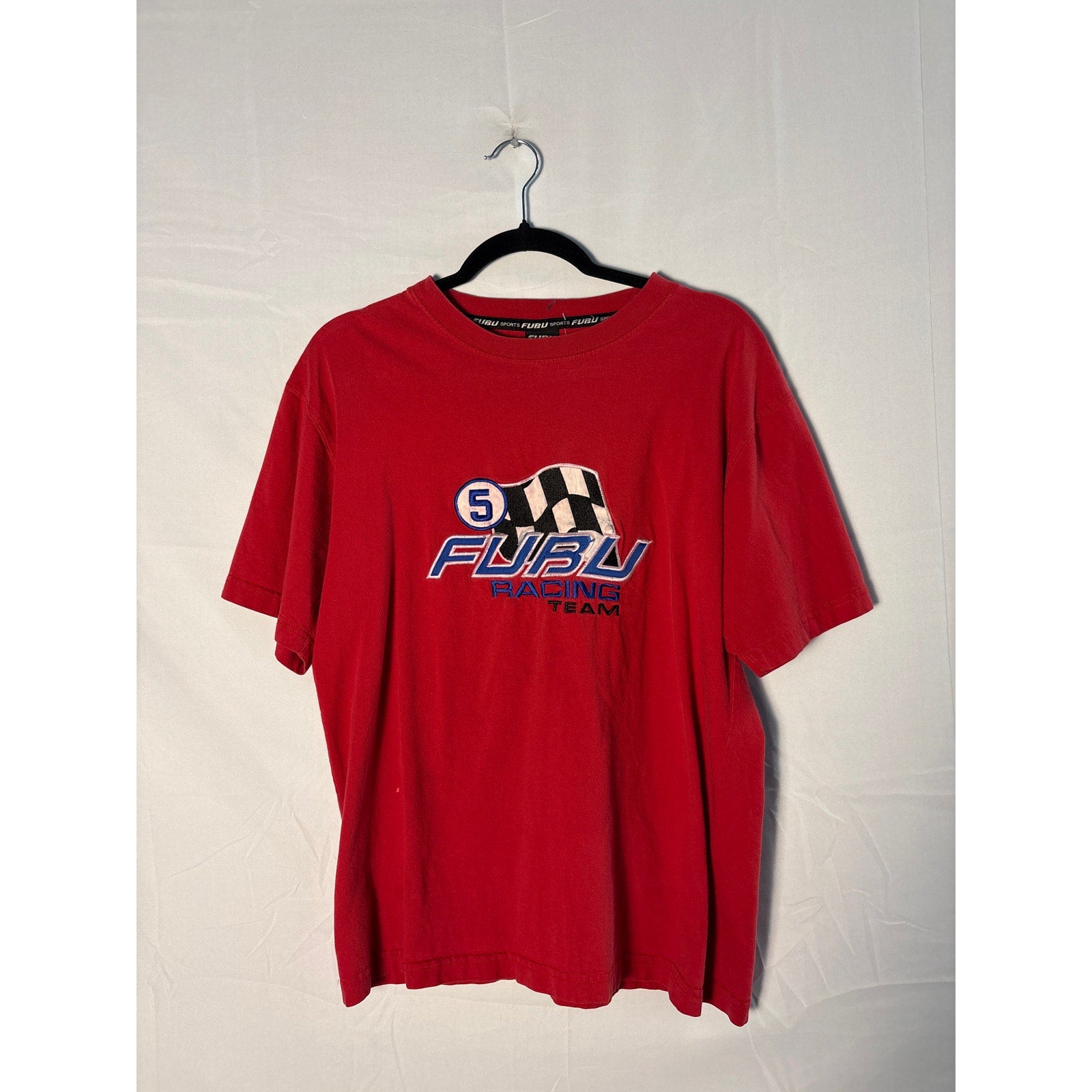 Vintage Red Fubu Racing Team Tee #5 Embroidered Shirt Men's Size Large