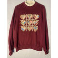Vintage Jerzees Burgundy Crewneck Sweatshirt Tic-Tac-Toe Heart Women's Large