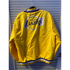 NBA Los Angeles Lakers Yellow Satin Varsity Jacket Button Snap Men’s Size Large