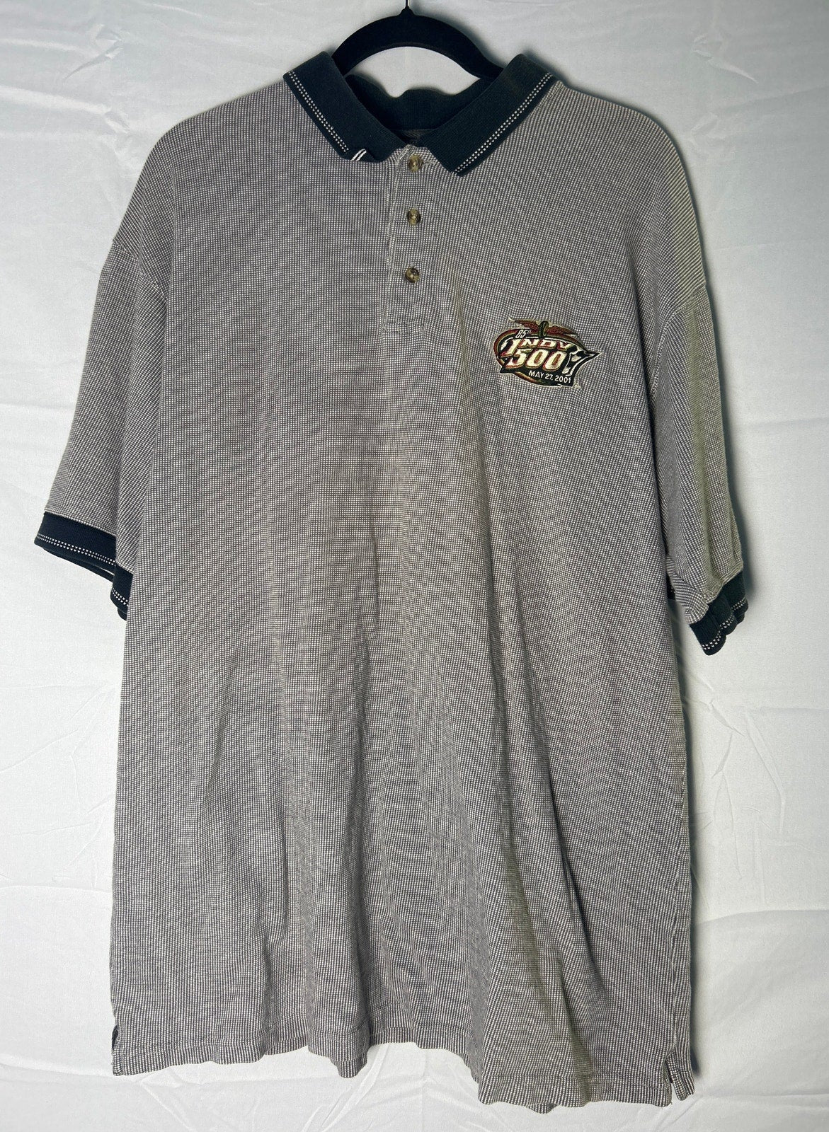 Y2K Logo Athletic INDY 500 May 27, 2001 Embroidered Polo Shirt Mens Size Large
