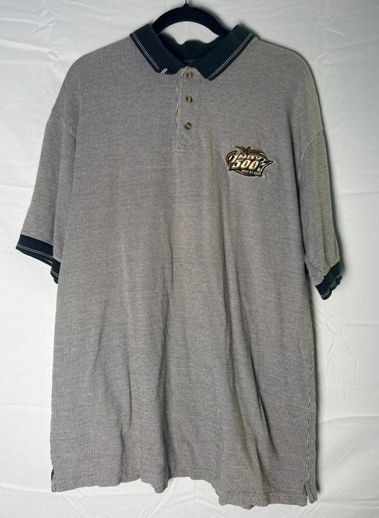 Y2K Logo Athletic INDY 500 May 27, 2001 Embroidered Polo Shirt Mens Size Large