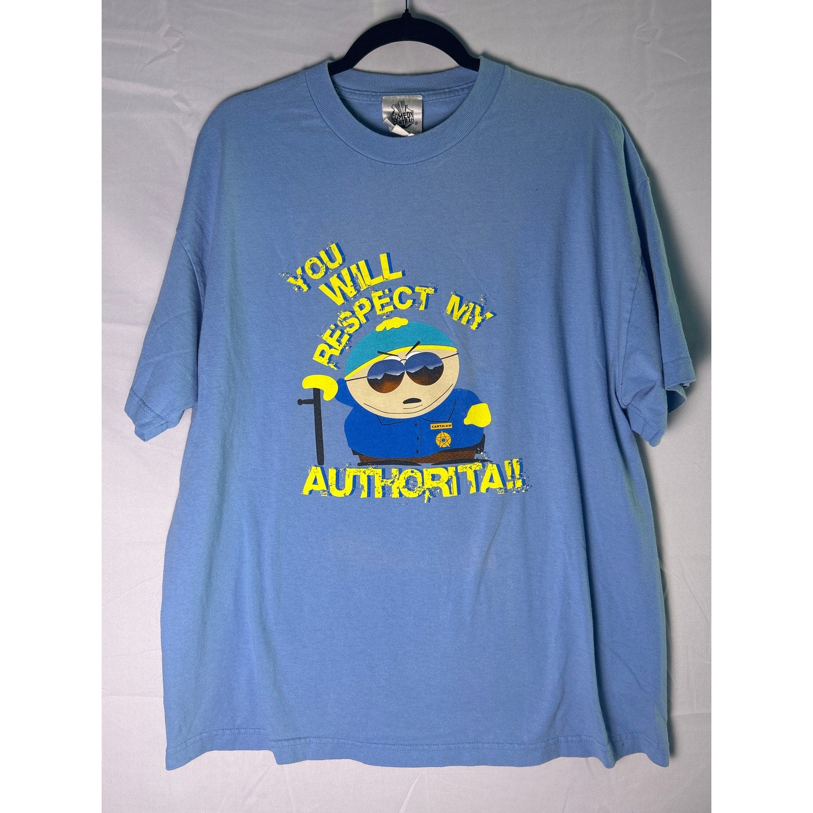 Eric Cartman You will Respect my Authorita! Blue Shirt Graphic Print Men's XL