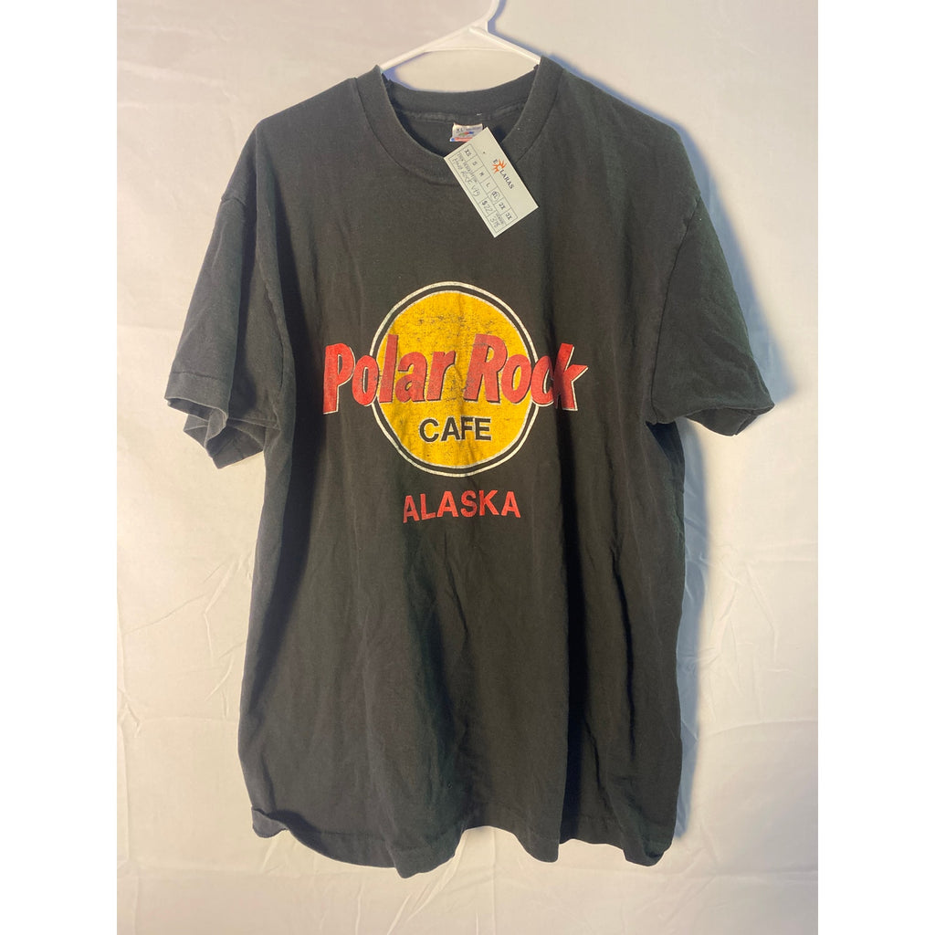 Vintage Fruit of the Loom Polar Rock Cafe Alaska, USA Graphic Print Black Shirt&nbsp;