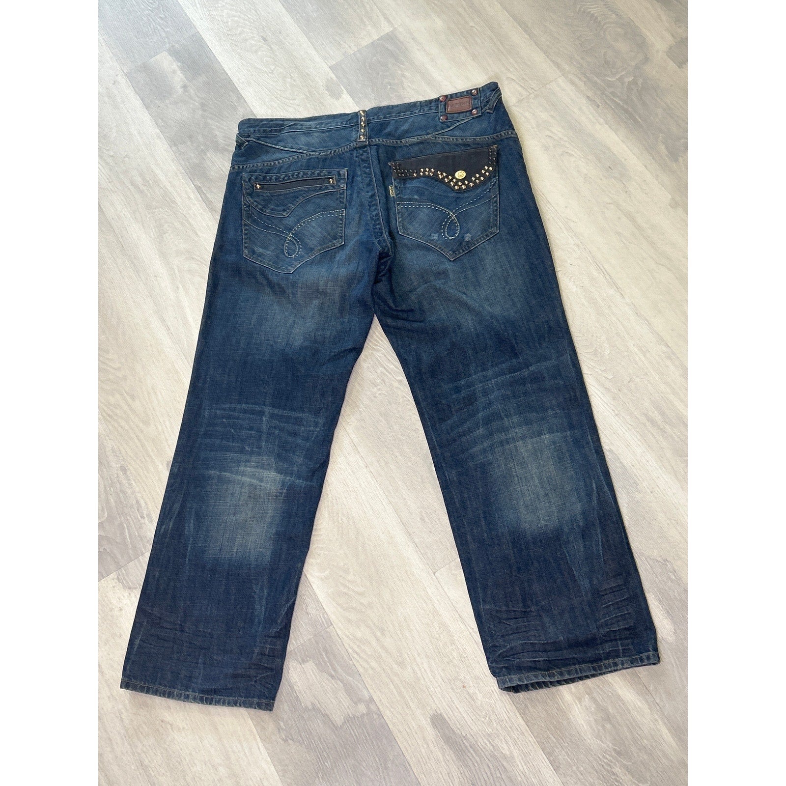 Y2K Parish Studded Jeans Straight Leg Medium Wash 5-Pockets Men's Size 42