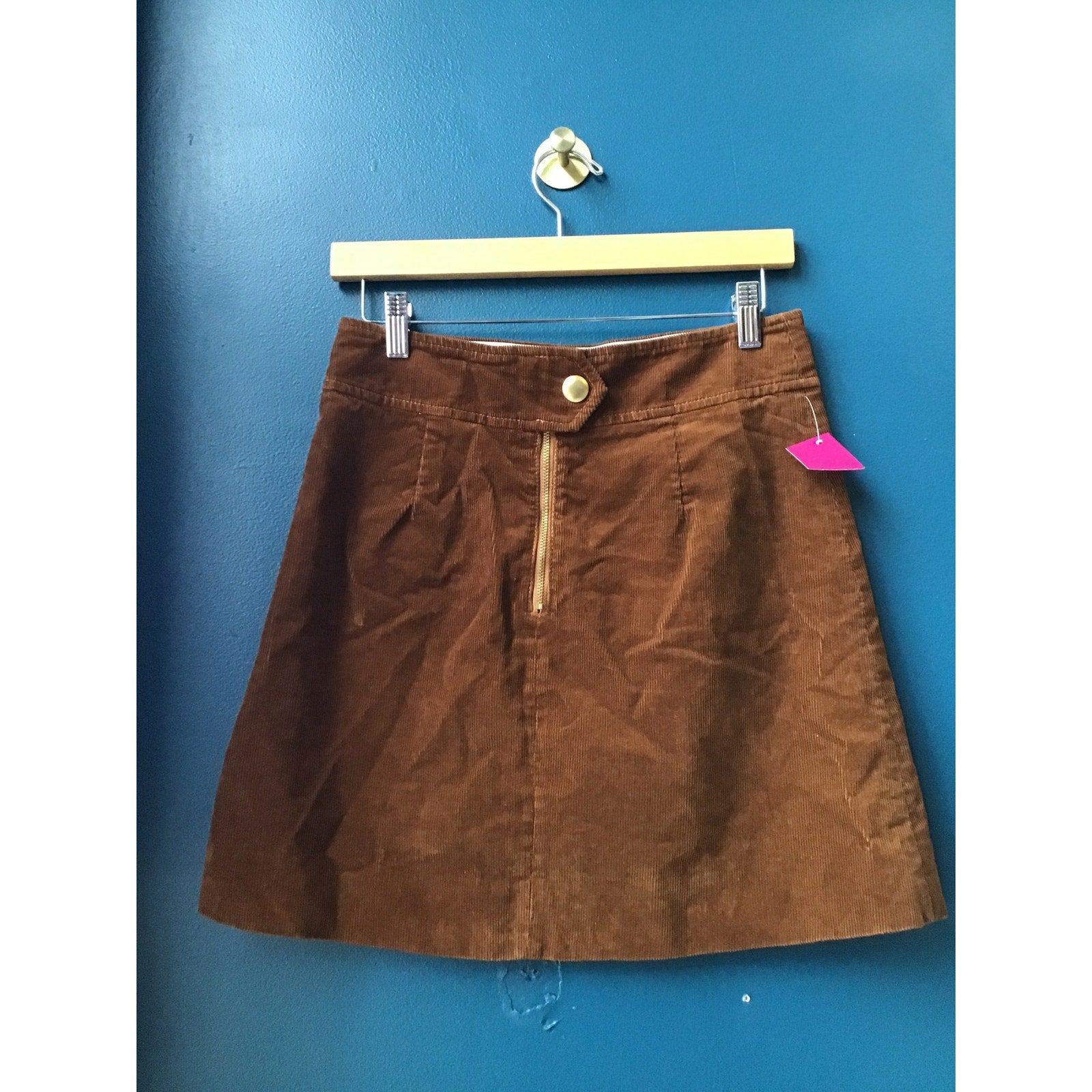 J.Crew Tan Mini A-line Skirt in Corduroy Zip-Fly Women's Size 2