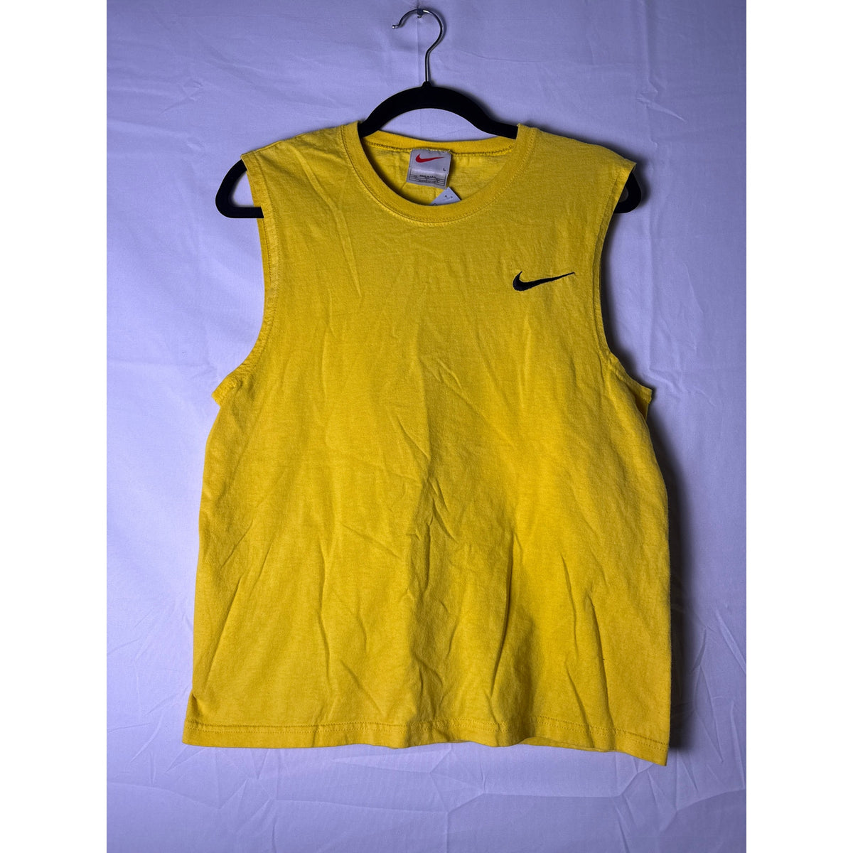 Vintage Nike Yellow Crewneck Tank Top Logo Swoosh Embroidered Men's Large