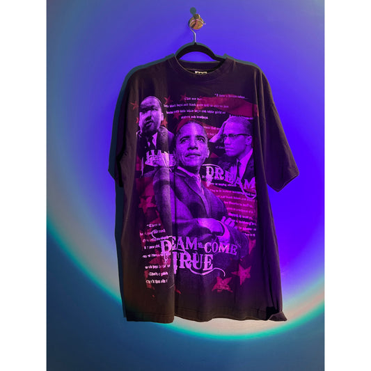 Vintage Obama MLK Malcolm X Rap Tee Dreams Come True T Shirt Mens Size 2X Tall
