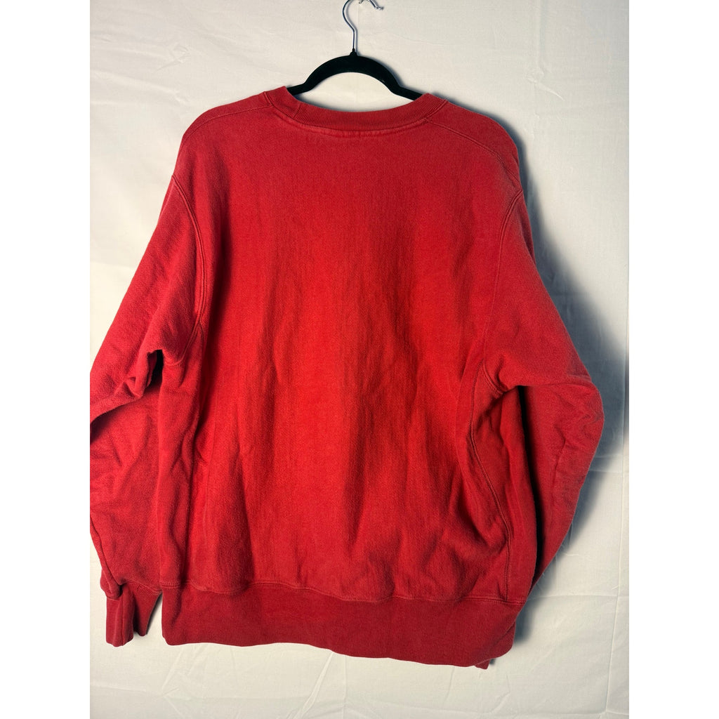 IU Indiana University Weave Red Crewneck Sweatshirt Logo Print Pullover Large